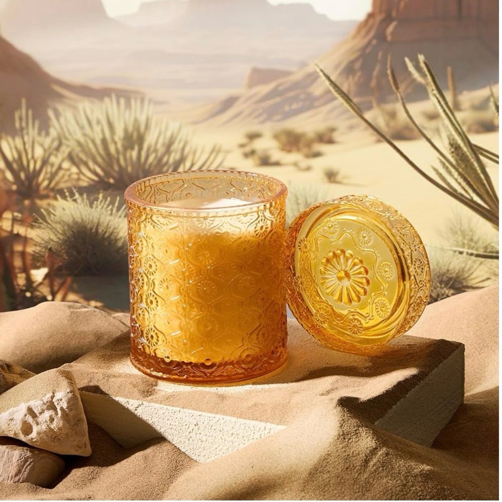 Vintage Style Amber Glass Jar Creamy Cookie Scented Soy Candle 15.87 Oz/ 50 hr - Picture 2 of 4